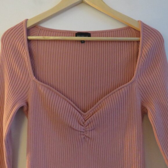 MAJORELLE Salone Mini Dress Stretch Ribbed Pastel in Dusty Rose - Size L - Picture 3 of 14